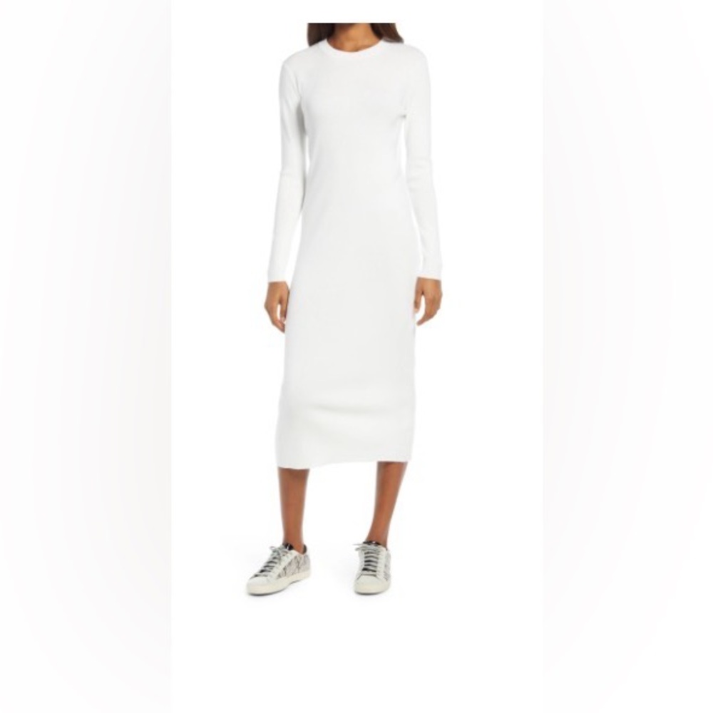 Treasure & Bond Crewneck Long Sleeve Midi Sweater Dress